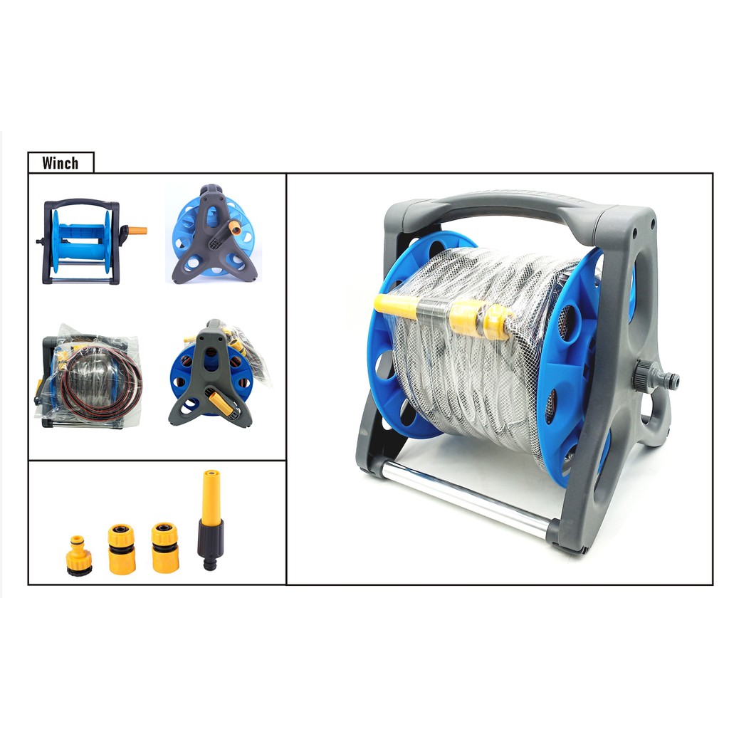 {SG Warranty} 20M Garden Hose reel set (Blue colour) With {Free 1.5M ...