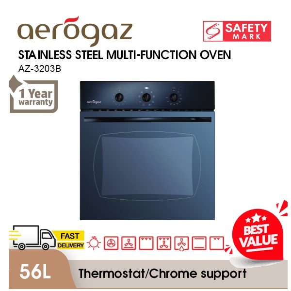 Aerogaz Built in Tempered Glass 8 Function Oven 56L AZ 3203B Shopee Singapore