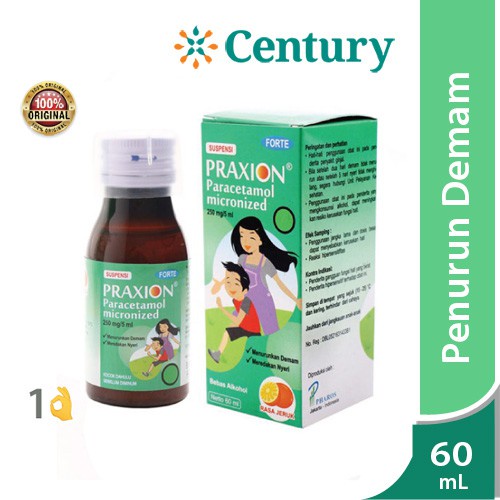 Praxion Forte 250mg 60ml / Demam Anak / Nyeri / Paracetamol / Penurun Panas Anak / Sakit Kepala