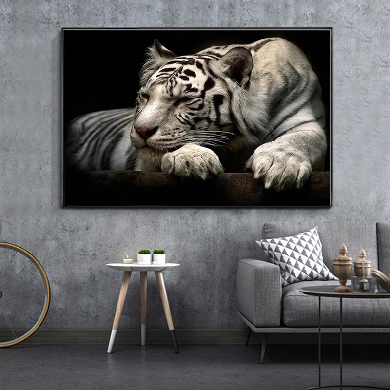 Wild Animal Tiger White Tiger Realistic Oil Painting Home Decoration ...