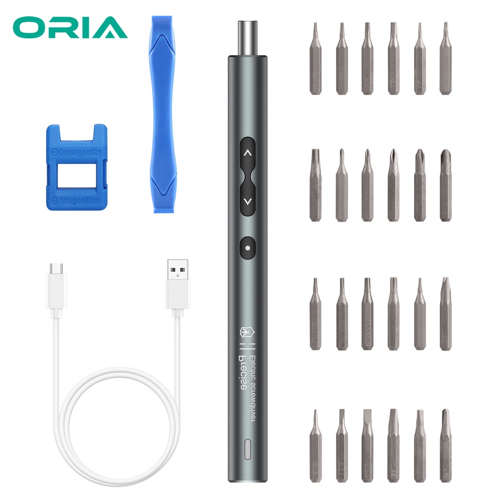 ORIA Electric Screwdriver Set 28 in 1 Cordless Repair Tools set USB Charging Screw Driver Set Precision Bits kit with 3 LED lights