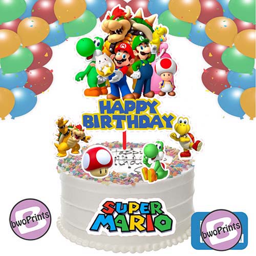 Super Mario Birthday Cake Topper with Name and Age Birthday Party