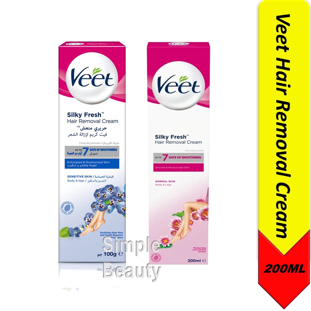 Veet Hair Removal Cream Normal Sensitive Dry Skin 100ml 200ml Shopee Singapore 5213