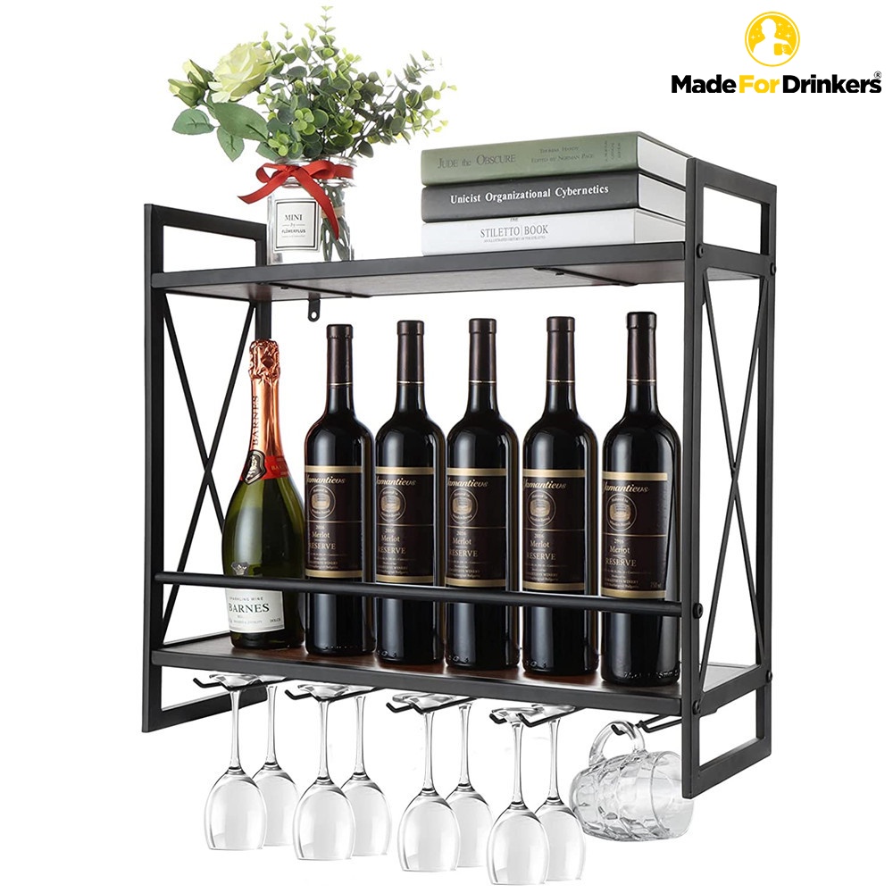 Wall Mounted Wine Liquor and Glasses Rack / Space Saving / Easy to ...
