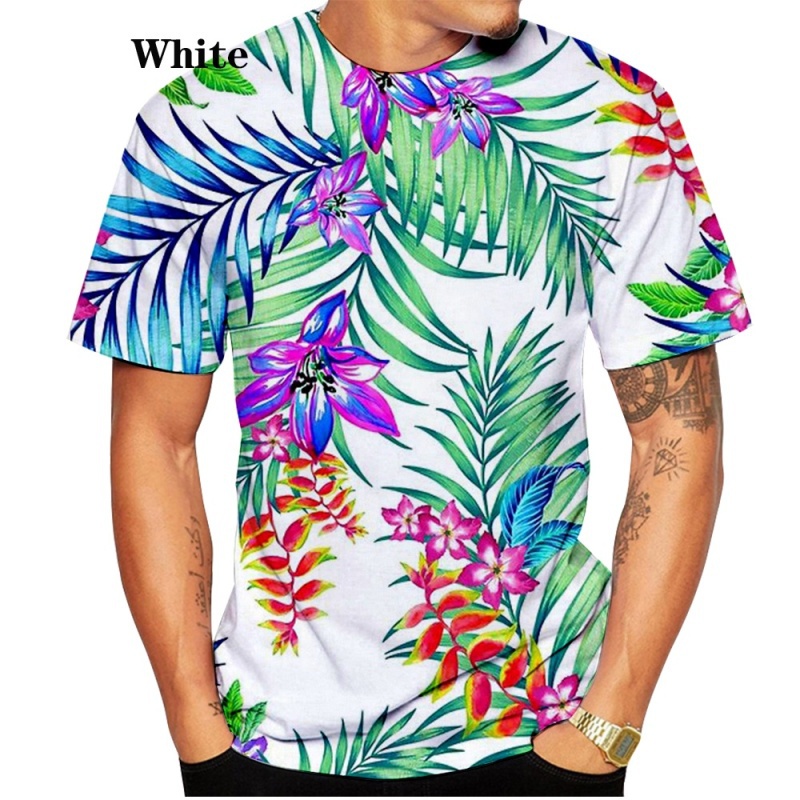 2022 new Summer round neck couple top for men and women T-shirt Hawaiian Print 3D palm pattern Unisex top short sleeve T-shirt fashion casual hot spot polyester fabric clothing