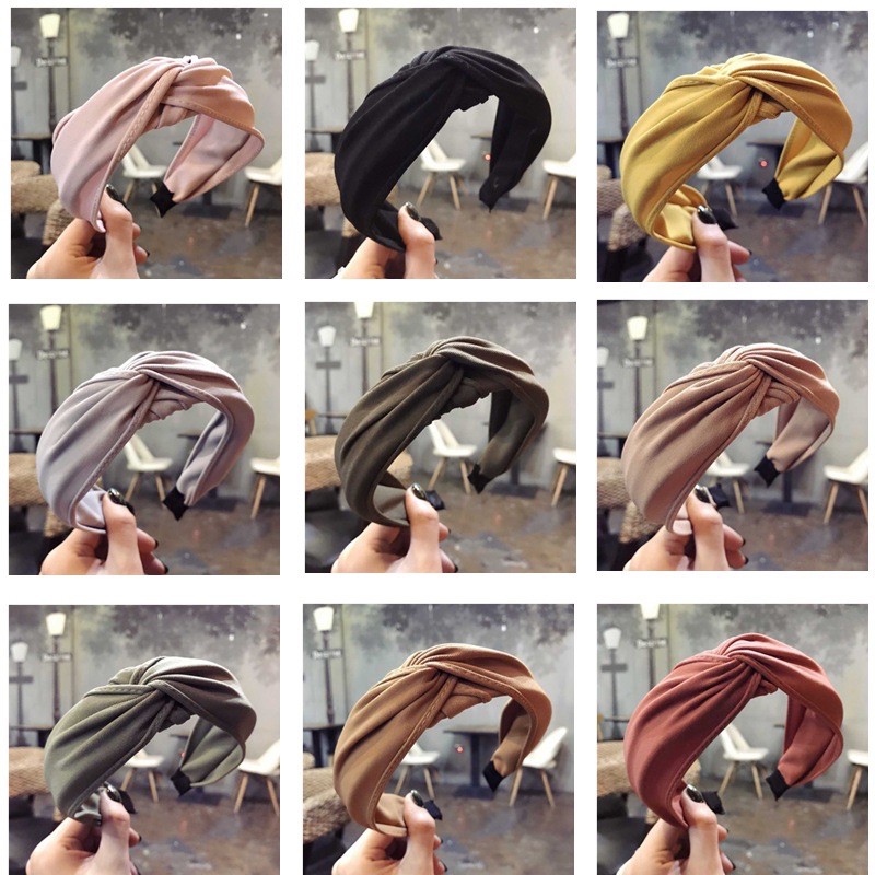 SG STOCK Korean High Quality Cloth Hair band Solid Color Headband Women