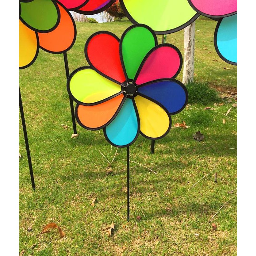 Rainbow 8-bladed pinwheel 30cm - cheap 2-tier pinwheel to decorate milk ...