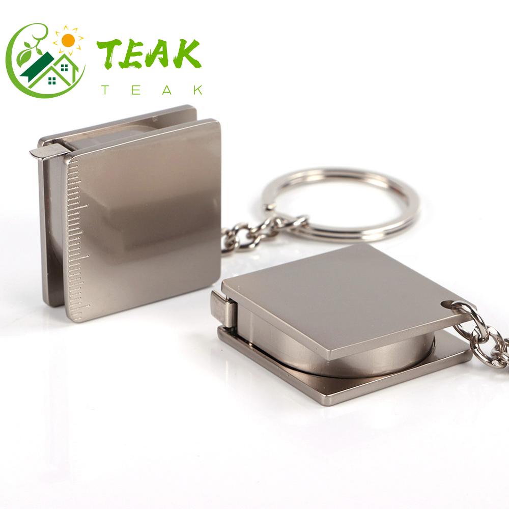 TEAK MINI Retractable Ruler Keyring Measuring Tools Tape Measures Keychain Measure DIY Stainless Steel Gauging Tool