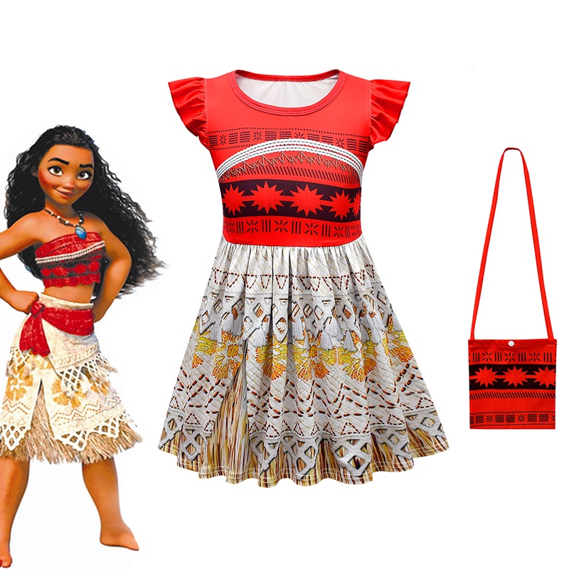 Disney Moana Dresses Set Children Milk Silk Girl Dress Summer Cool ...