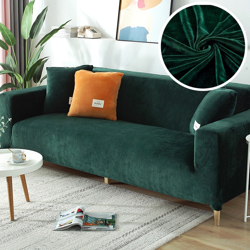 1 Piece Velvet Fabric Sofa Covers Elastic Sectional Couch Cover L