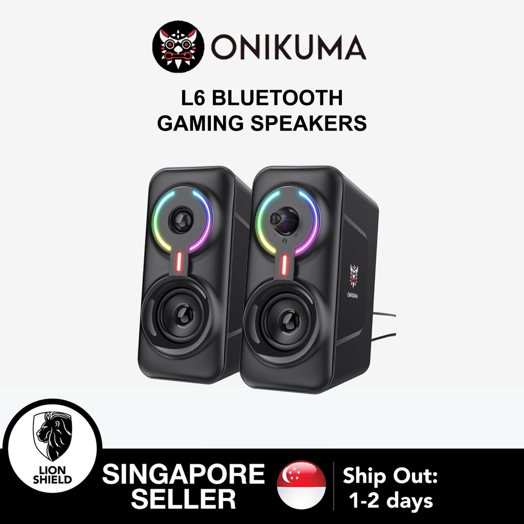 2pcs ONIKUMA L6 Gaming Wired Speakers Bluetooth-Compatible Stereo LED  Subwoofer