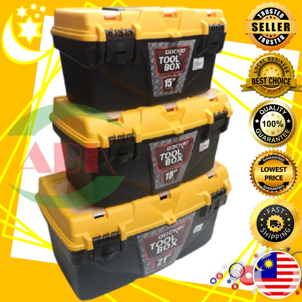 DOCKER BRAND HEAVY DUTY PVC TOOLS BOX KOTAK ALAT TAHAN LASAK (15