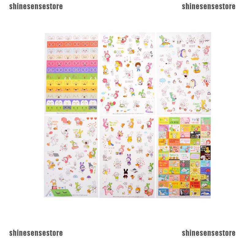 6Pcs Rabbit Book Sticker For Diary Scrapbook Calendar Notebook Label ...