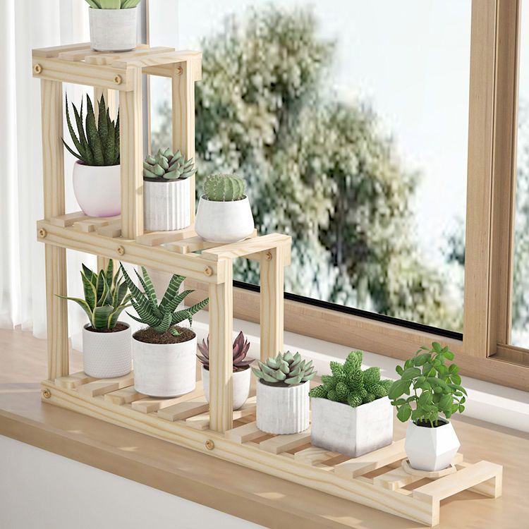 Flower Rack Balcony Multi-Layer Bay Window Jardiniere Shelf Solid Wood ...