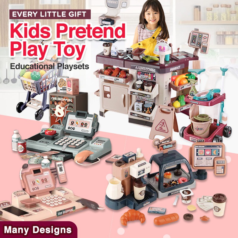 Latest 2023 Pretend Play Supermarket Cashier Trolley Toy Set/ Ready Stock/ SG Seller