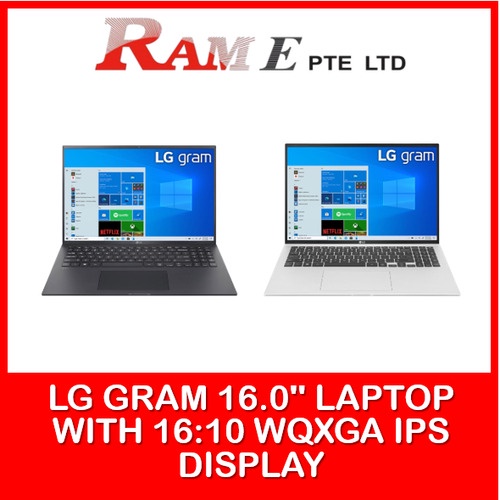 LG gram 16.0 Inch Laptop with 16:10 WQXGA IPS Display i7 Processor and Thunderbolt™ (Black / Silver)