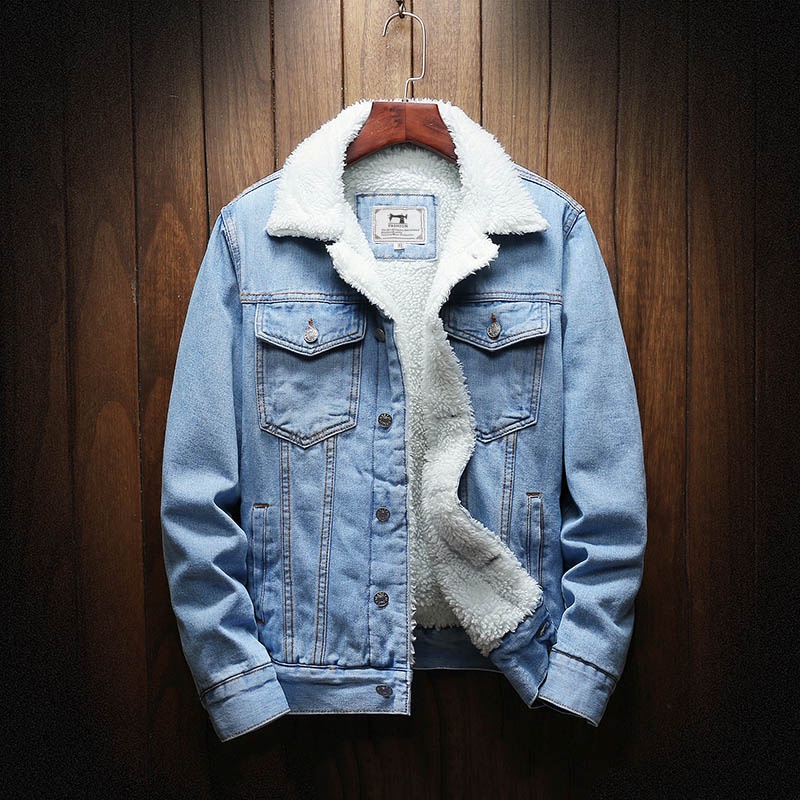 Mens jean sale jacket distressed