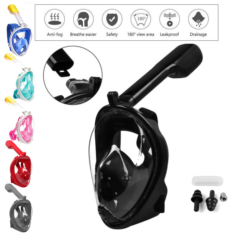Underwater Full Face Diving Mask Anti Fog Snorkel Scuba Swimming Snorkeling Breath with Earplug