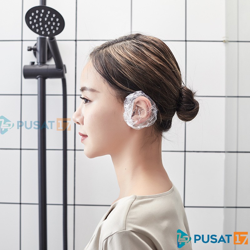 PENUTUP TELINGA KUPING 1 PASANG PELINDUNG CAT RAMBUT SEMIR MANDI / EAR COVER TRANSPARAN - Gambar 4