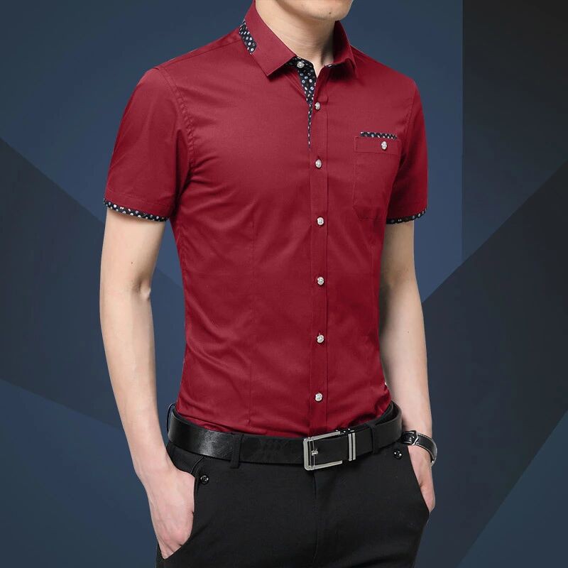 #Low Price# Men's Short Sleeve Shirt Cotton Pocketed Shirt business ...