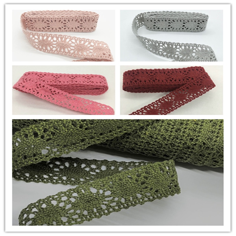 1.5-2.2cm 2meter Colored Crocheted Cotton Lace Ribbon For Handmade DIY ...
