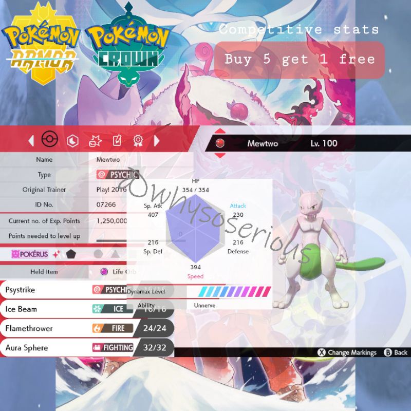 Pokemon Sword And Shield, Square Shiny Event Mewtwo, Battle Ready 