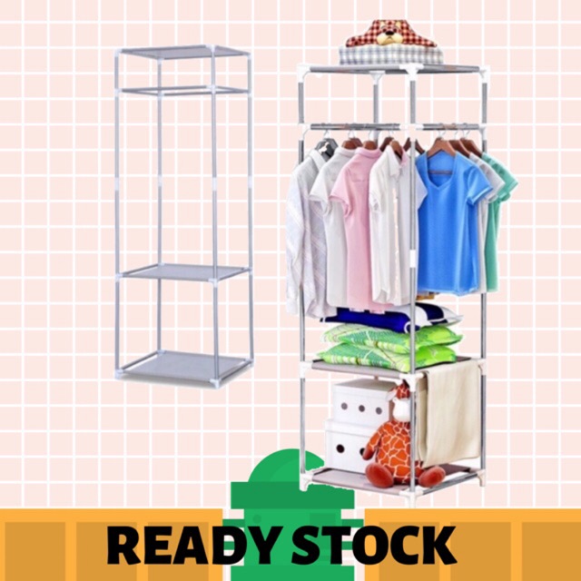 Wardrobe Storage StainLess Steel Cabinet Home And Living Rack (Grey ...