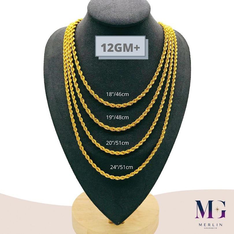 Merlin Goldsmith 22K 916 Gold Hollow Rope Chain (HRC-12gm+) | Shopee ...