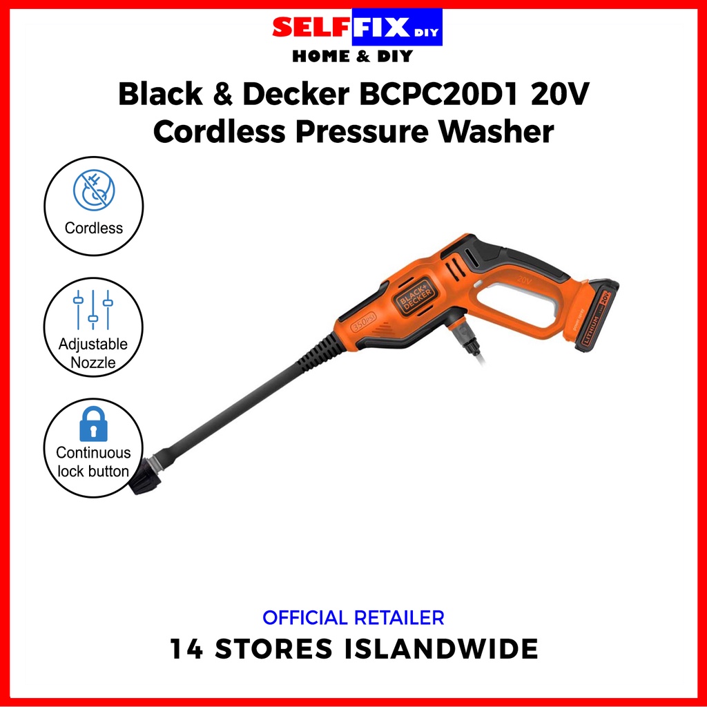 Black and Decker BCPC20D1 20V Cordless Pressure Washer Water Jet