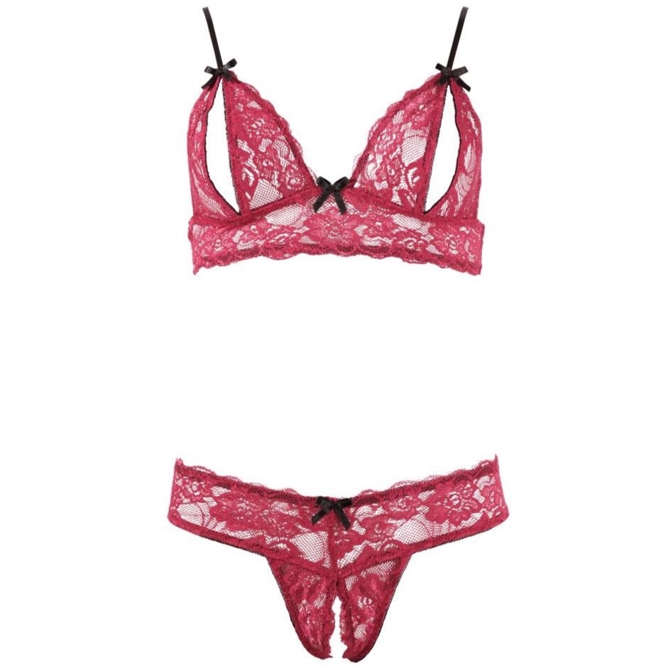 Cottelli Collection Open Cup Bra And Crotchless Thong Set 3 Sizes Available Shopee Singapore