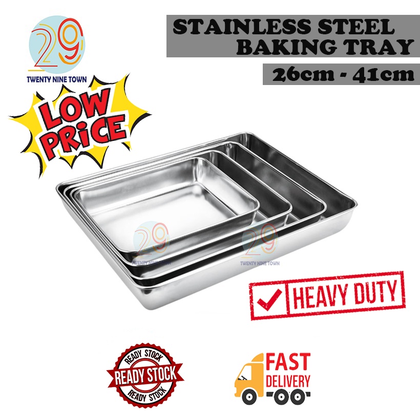 SUS304 Stainless Steel Cake Plate Heavy Duty Rectangle Bakeware Oven
