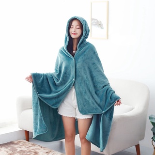 Cozy Blanket Hoodie Furry Hoodie Throw Cloak Wrap Plush Portable