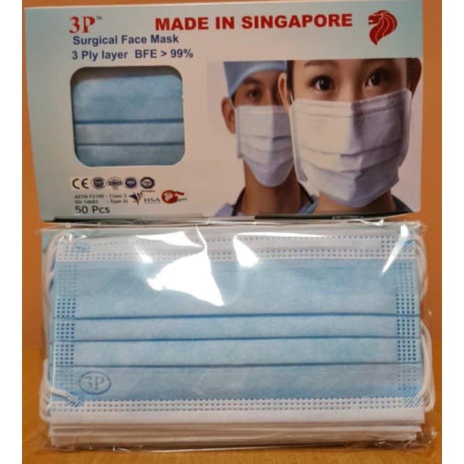 SINGAPORE 3P Surgical MaskBFE 99, Buy 2 Box above got free gift