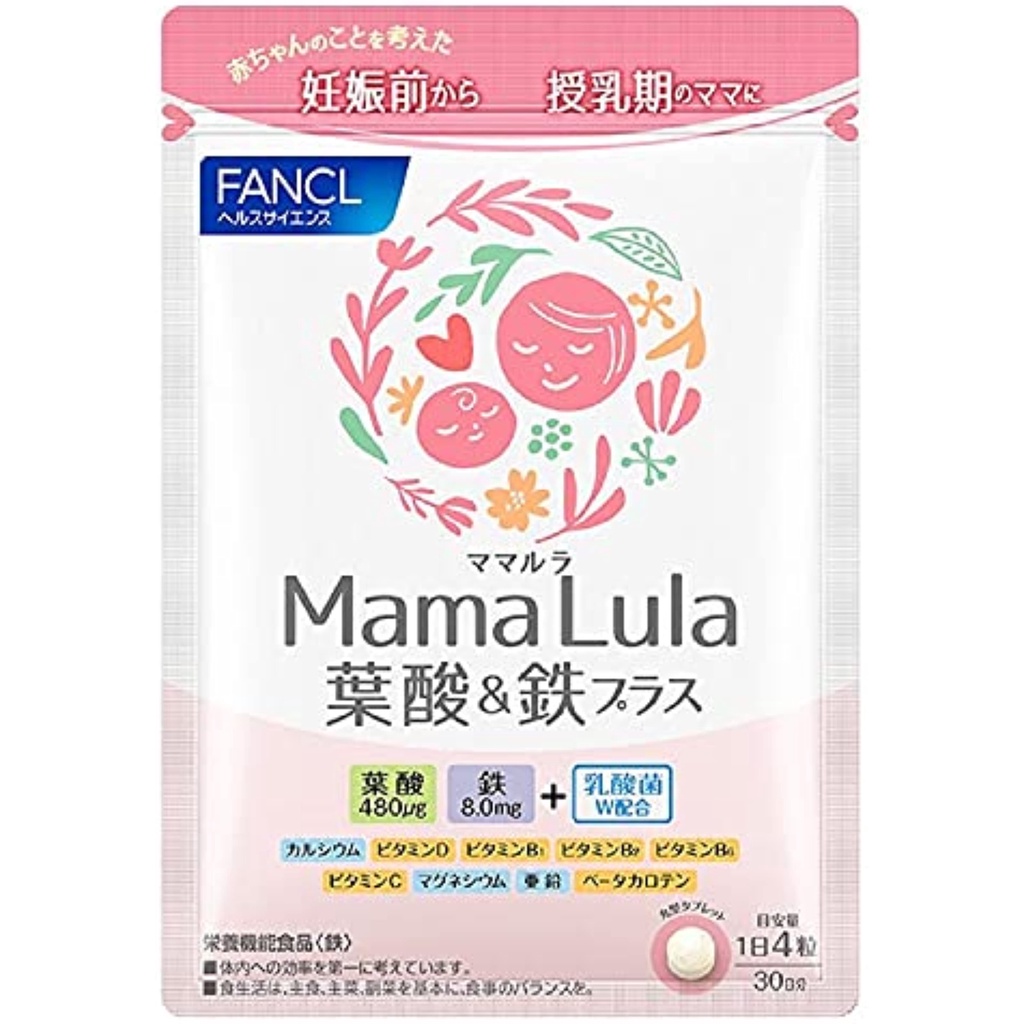FANCL Mama Lula Folic Acid & Iron Plus 30 Days Supplement Zinc Folic