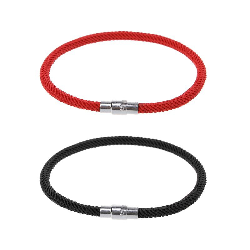 AUTU  Lucky Kabbalah Red Black Braided String Bracelets Magnetic Clasp Jewelry
