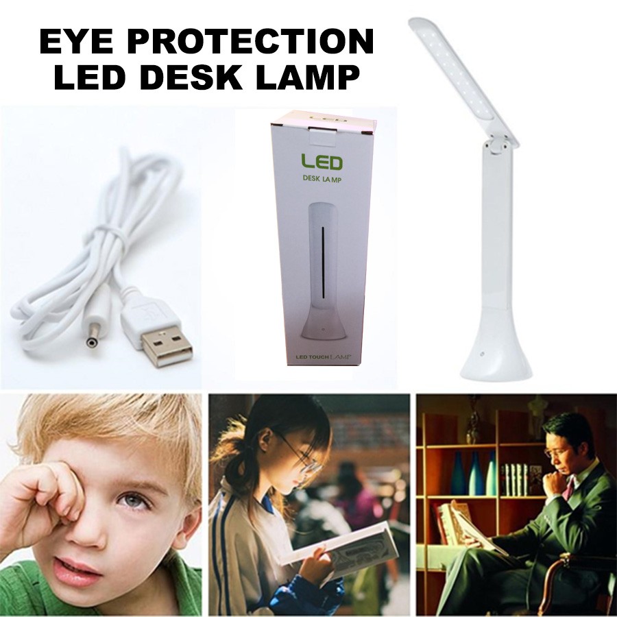 Rechargeable Touch Sensor LED Desk Table Light Foldable USB Lamp Eye ...
