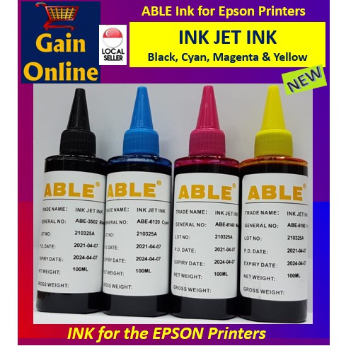 Universal Ink Jet Ink Black, Cyan, Magenta and Yellow compatible for ...