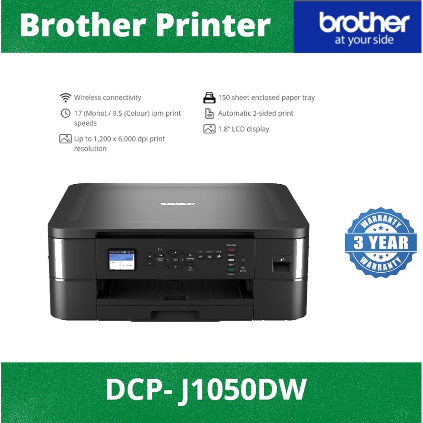 Brother DCPJ1050DW Inkjet Printer compact multifunction colour A4 wireless print scan copy