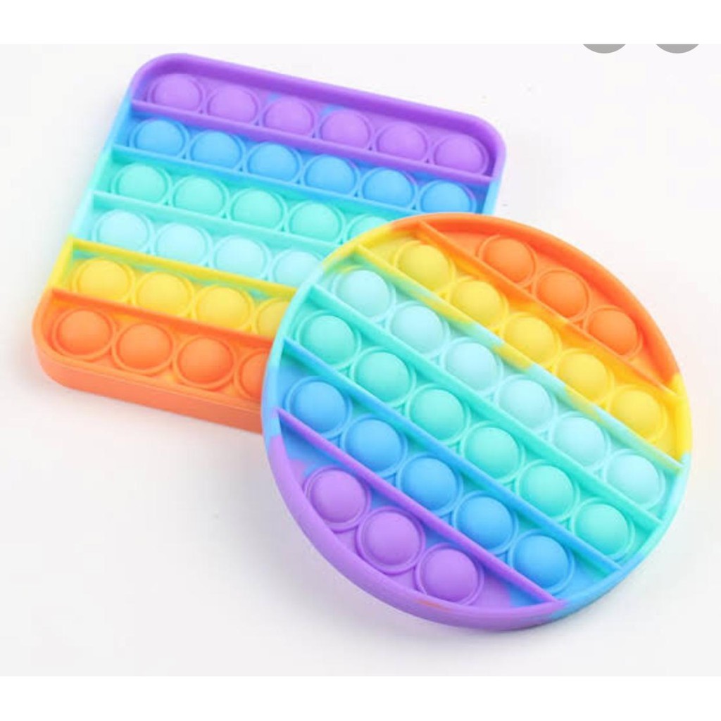 New Fidget Push Pop Its Rainbow Round Fidget Toy Push Bubble Stress ...