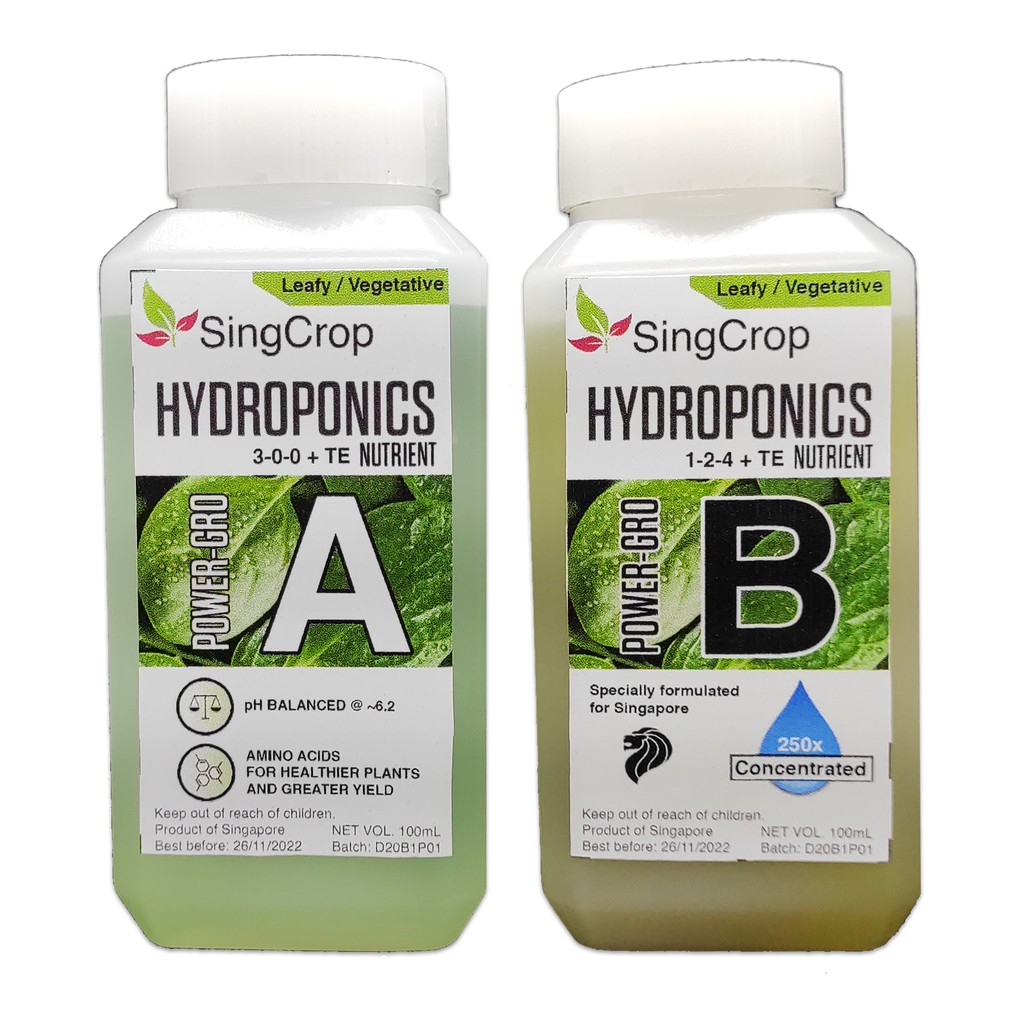 SingCrop POWERGRO 250x for leafy greens / Hydroponic Nutrients A & B