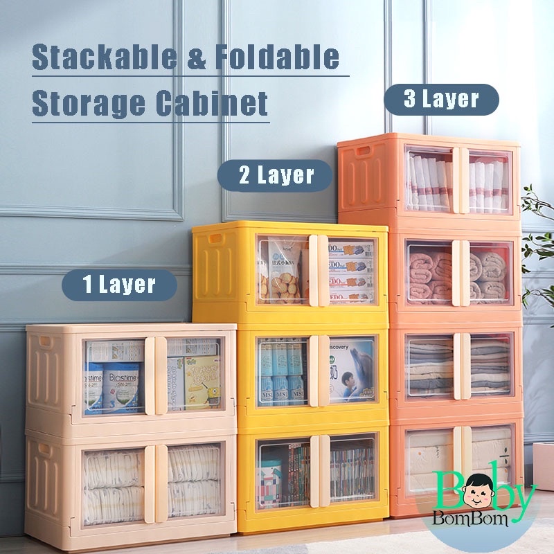 [CLEARANCE] Foldable Stackable Storage Box Cupboard Container | Shopee ...
