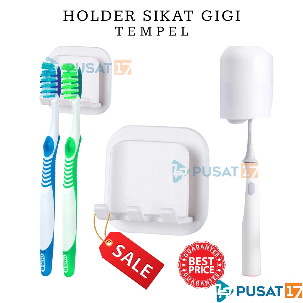 PUSAT17 HOLDER SIKAT GIGI TEMPEL DINDING HOOK / GANTUNGAN TEMPEL SIKAT GIGI GELAS / TEMPAT SIKAT GIGI SERBAGUNA / TOOTHBRUSH HOLDER