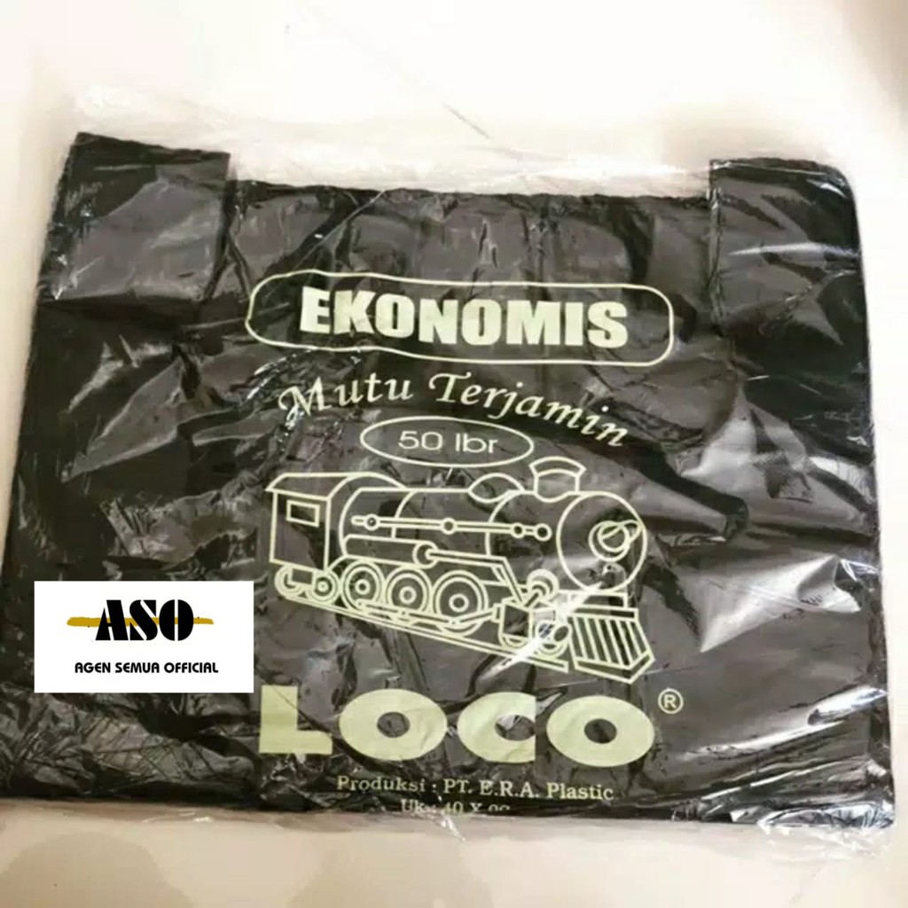 kantong plastik kresek LOCO ekonomis hitam uk 40 x 60 isi 50 pc