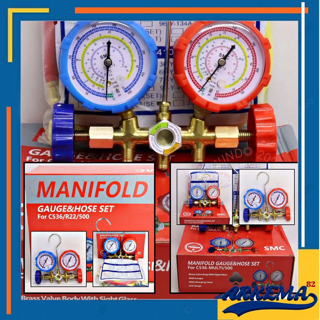 Manifold DOUBLE SMC SET MULTI PREMIUM Manifold SET R410 R32 R22 R134 R404 R407 Analyzer R22