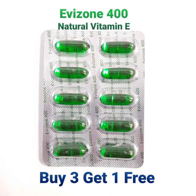 10 Capsules Evizone 400 Natural Vitamin E Hair Skin Nail Care Pigmentation Whitening Glow Skin Hair Loss