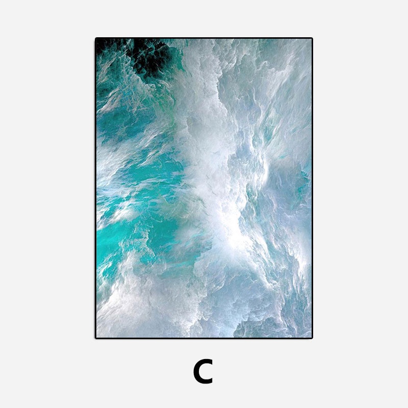 Abstract Canvas Wall Poster Blue Marble Wave Art Painting Prints Nordic