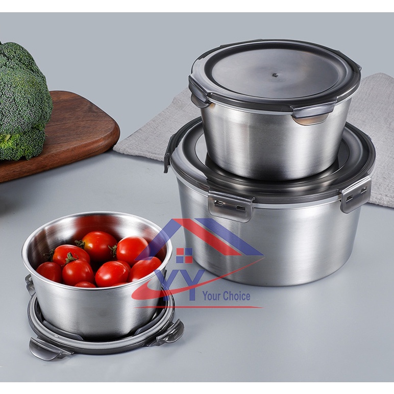 SUS304 Steel Round Shape Lunch Box with Lid/ Microwave heated/ Food ...