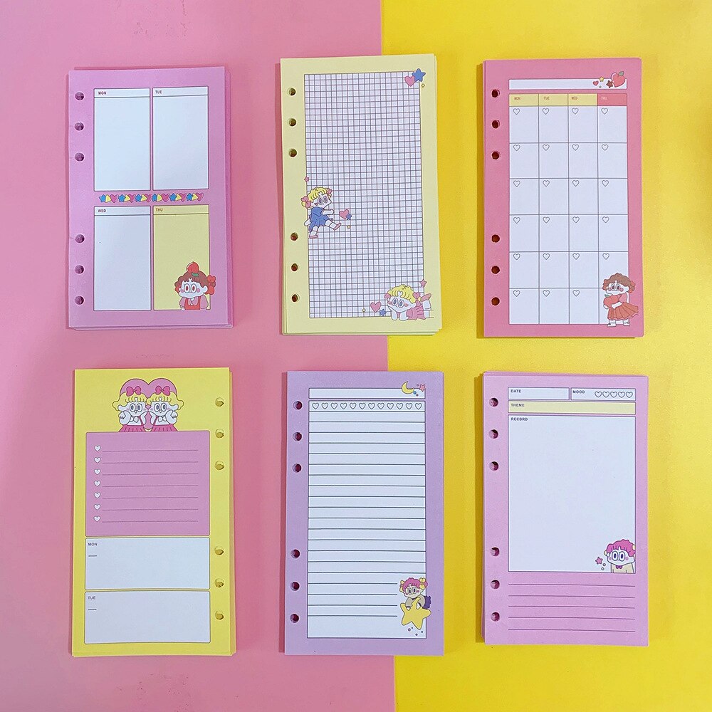100 Pages Kawaii Color Weekly Monthly Planner A6 6 Holes colorful ...