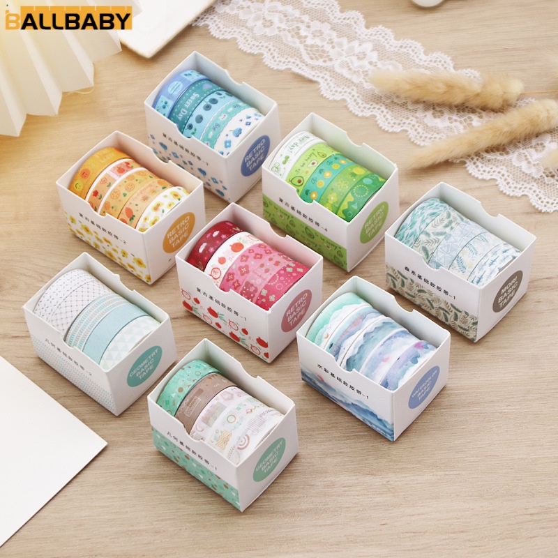 5pcs/set of Retro Geometric Washi Tape 8 Types of Handbook Diary DIY ...