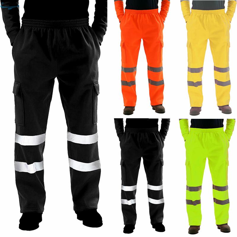 Mens Cargo Pants Protective Jogger Overalls Work Reflective Strips ...